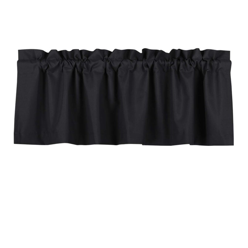 Valea Home Blackout Valance Curtains Waterproof Soft Rod Pocket Valance for Kitchen and Bathroom Window Room Darkening Valances for Bedroom, 52 inch x 18 inch, Black - Image 1